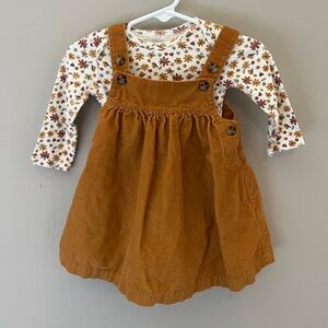 Carter’s Brown Corduroy Overall Dress with Floral Top